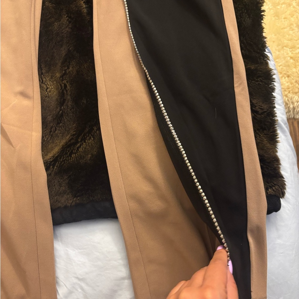 Fashion Nova Tan Black romper with rhinestone Accents stones all intact - Picture 5 of 9